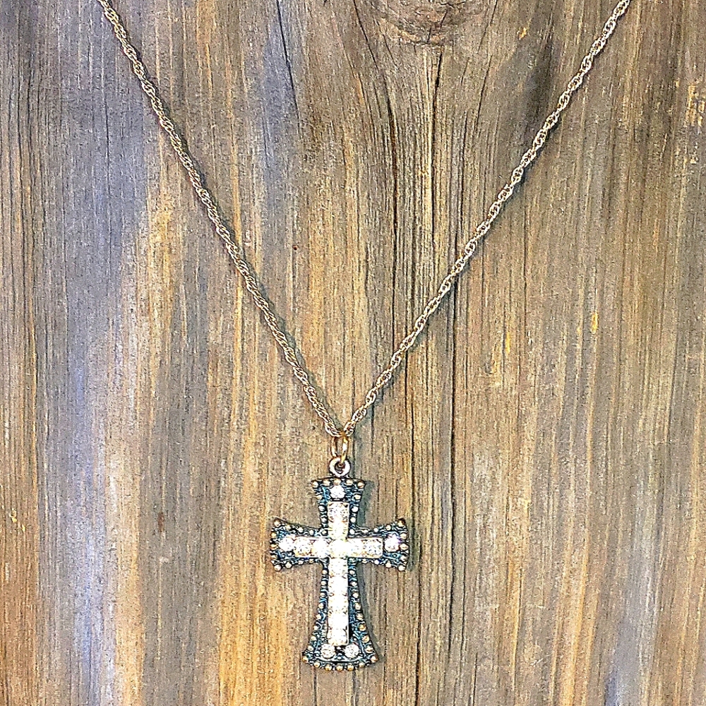 Sweet Bling Cross on Awesome Rope Chain